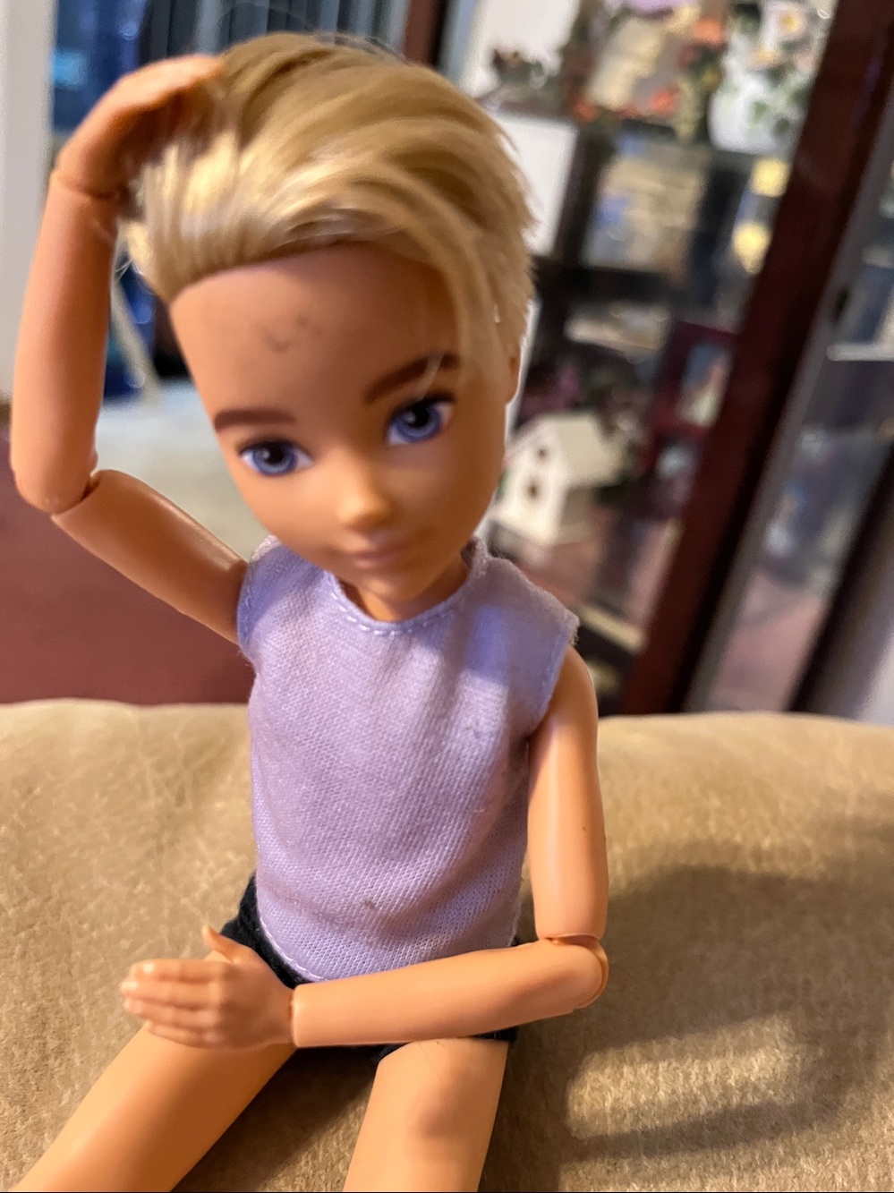 Fashion Doll in Lavender Tank and Black Shorts - Picture 7 of 8